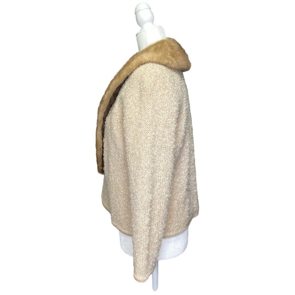 Vintage Reichbart Mink Shawl Collared Boucle Cardigan - Picture 2 of 10